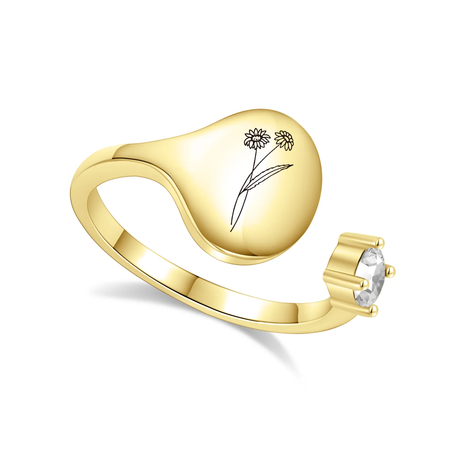 Birth Month Flower and Birthstone Ring - Image 10