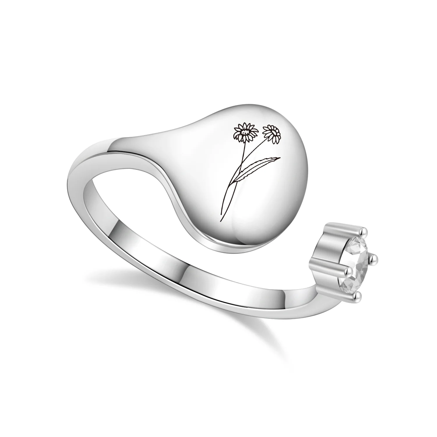 Birth Month Flower and Birthstone Ring - Image 11