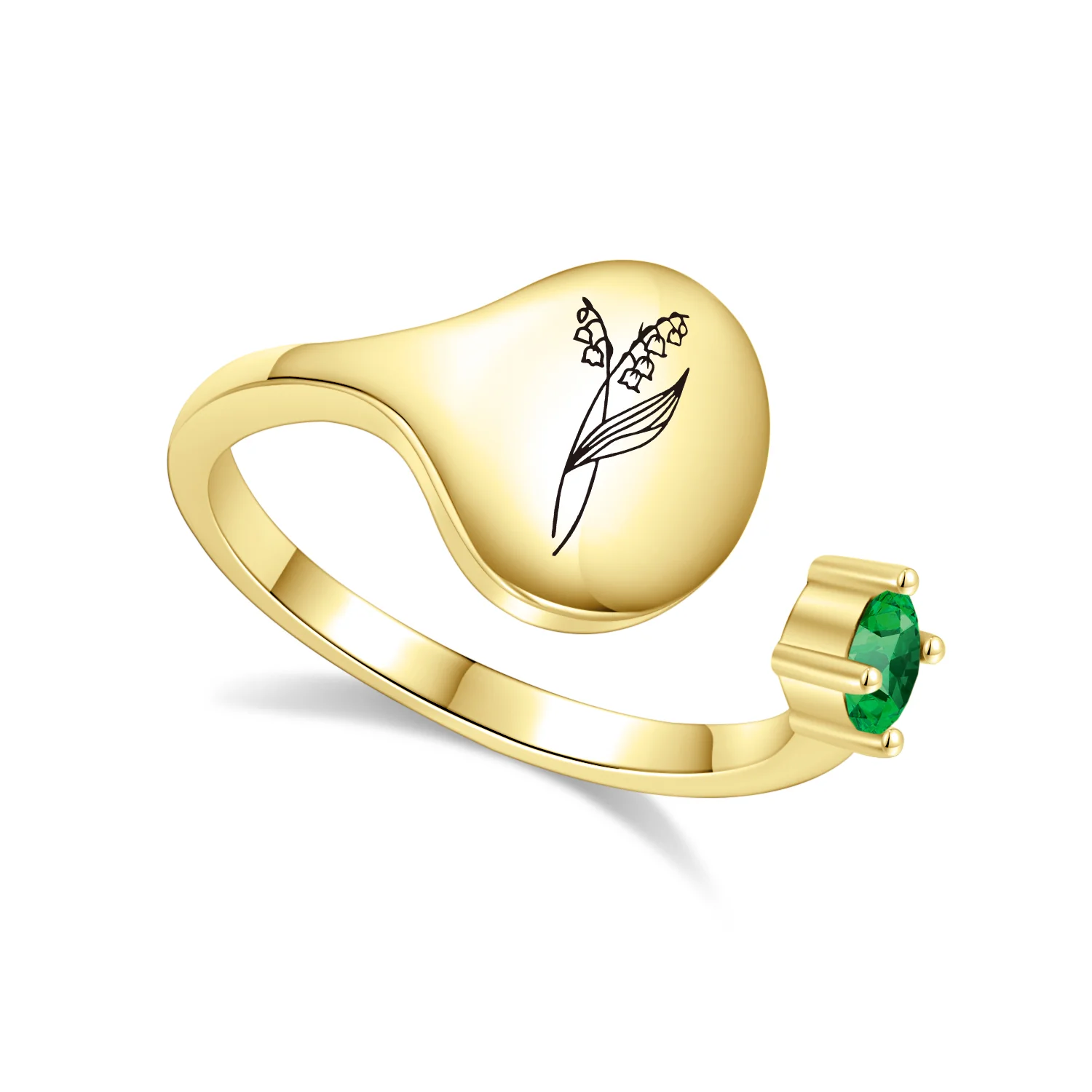 Birth Month Flower and Birthstone Ring - Image 12