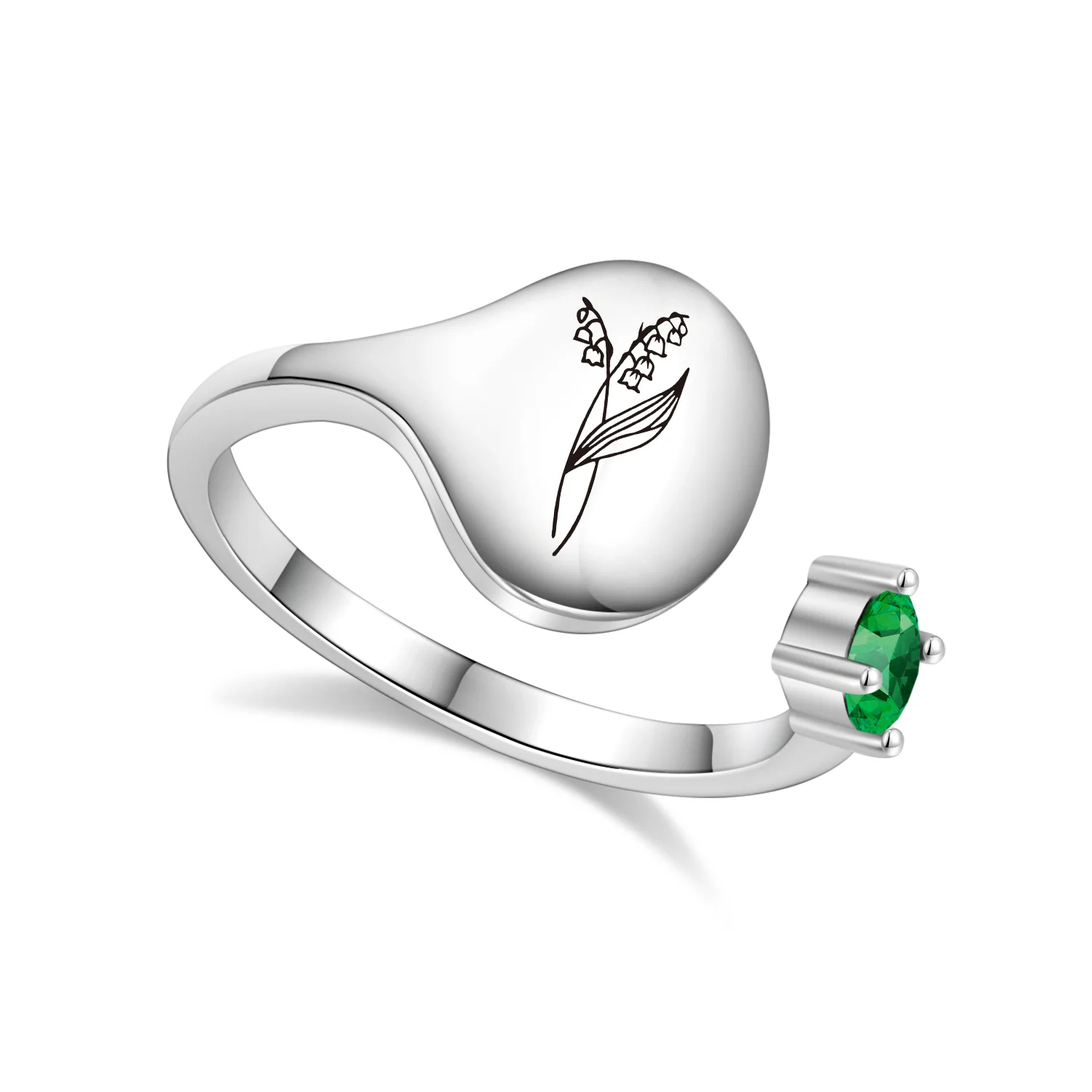Birth Month Flower and Birthstone Ring - Image 13