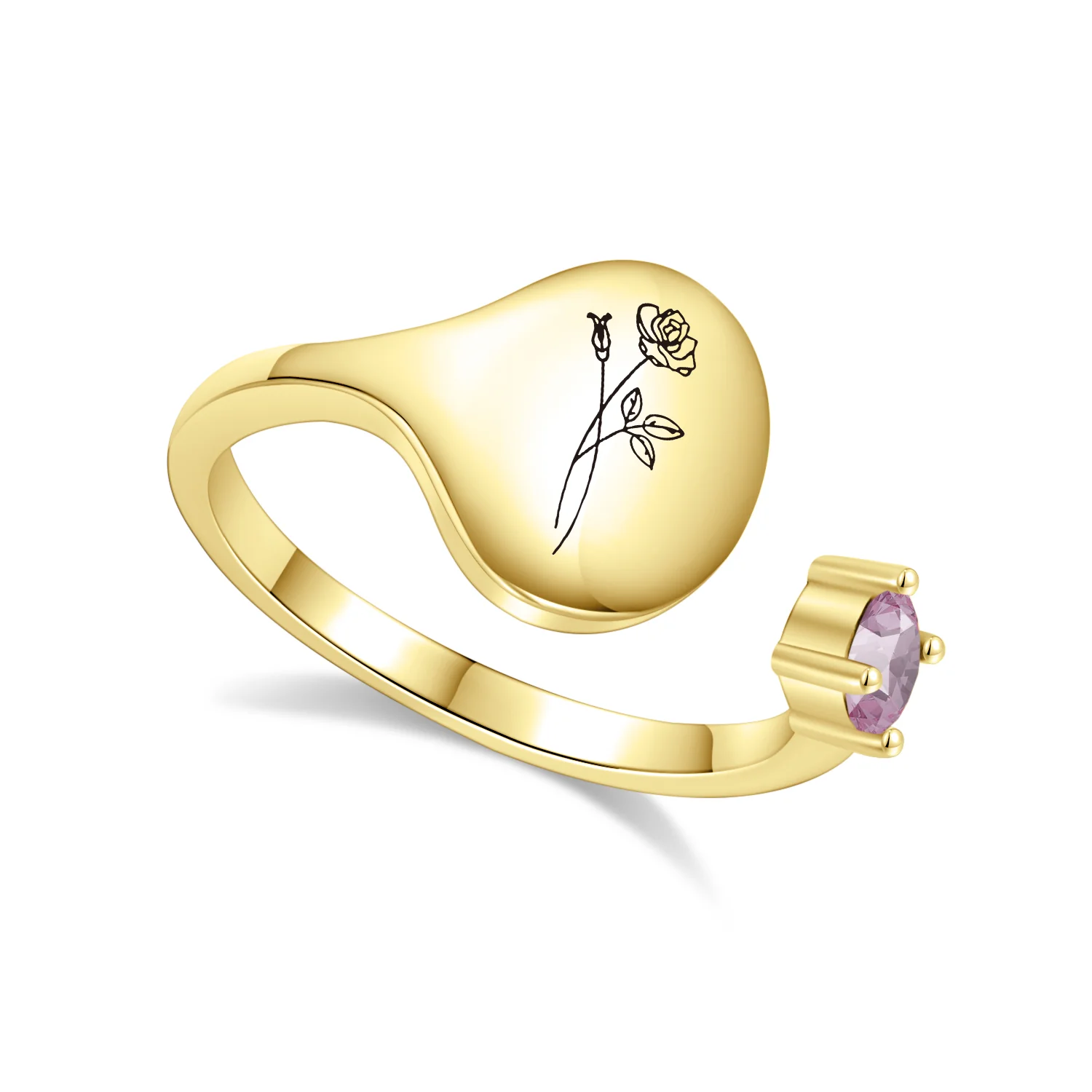 Birth Month Flower and Birthstone Ring - Image 14