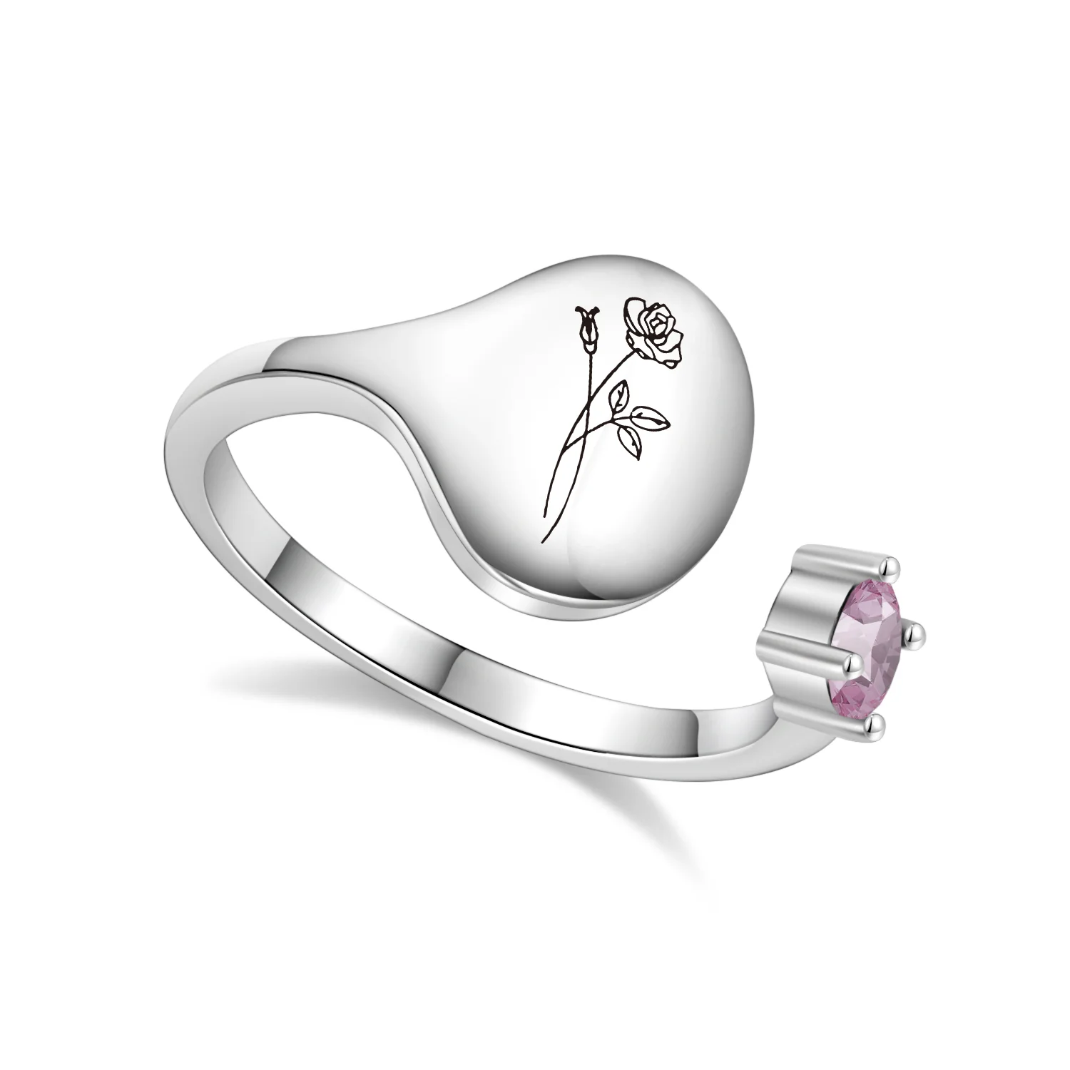 Birth Month Flower and Birthstone Ring - Image 15