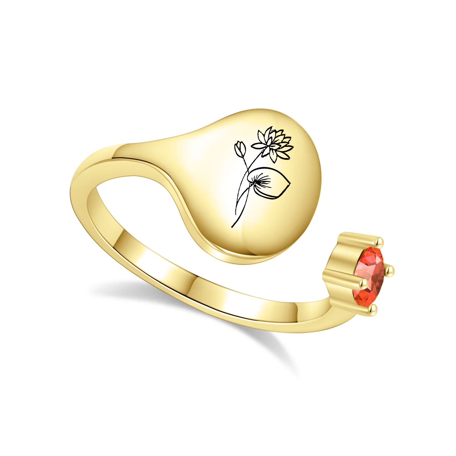 Birth Month Flower and Birthstone Ring - Image 16