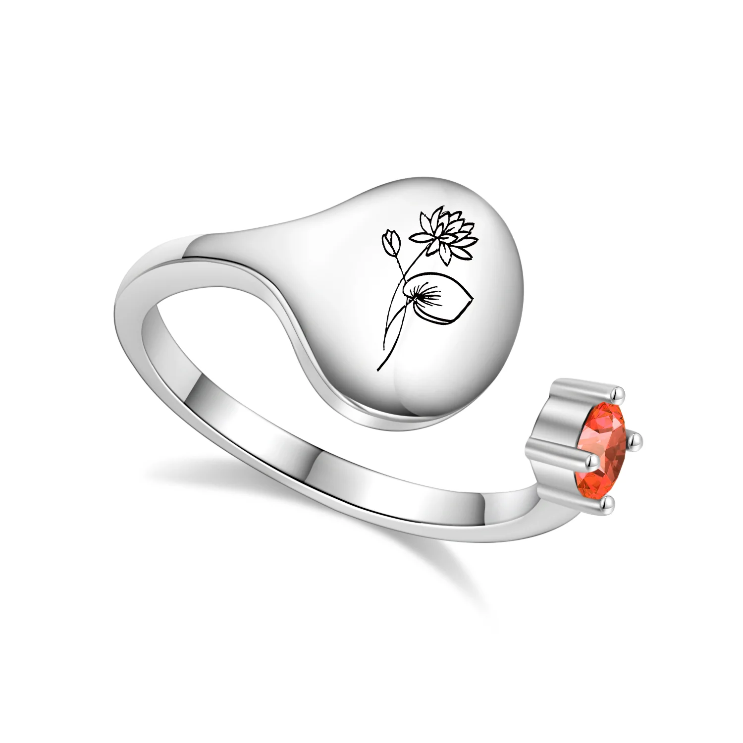 Birth Month Flower and Birthstone Ring - Image 17