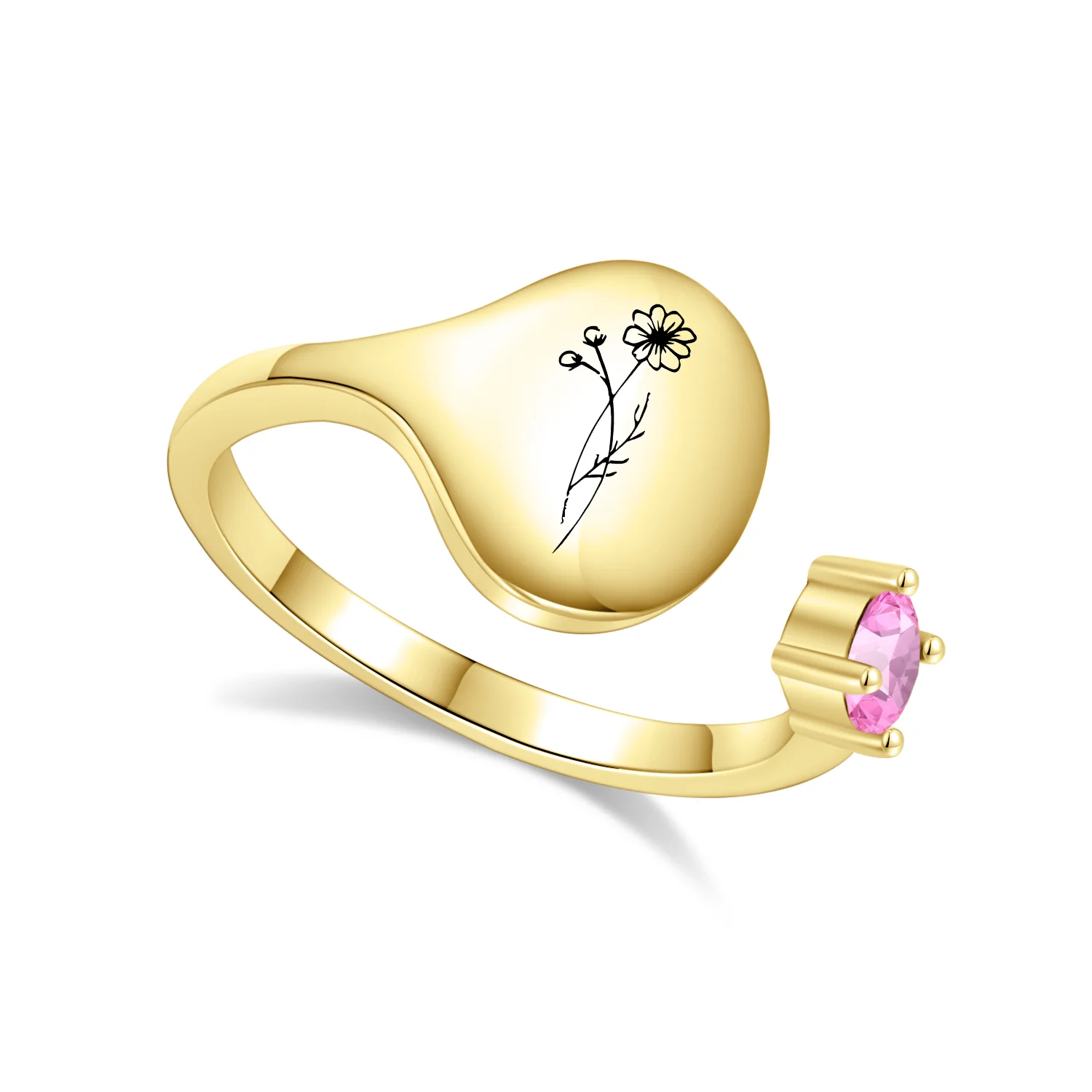 Birth Month Flower and Birthstone Ring - Image 22