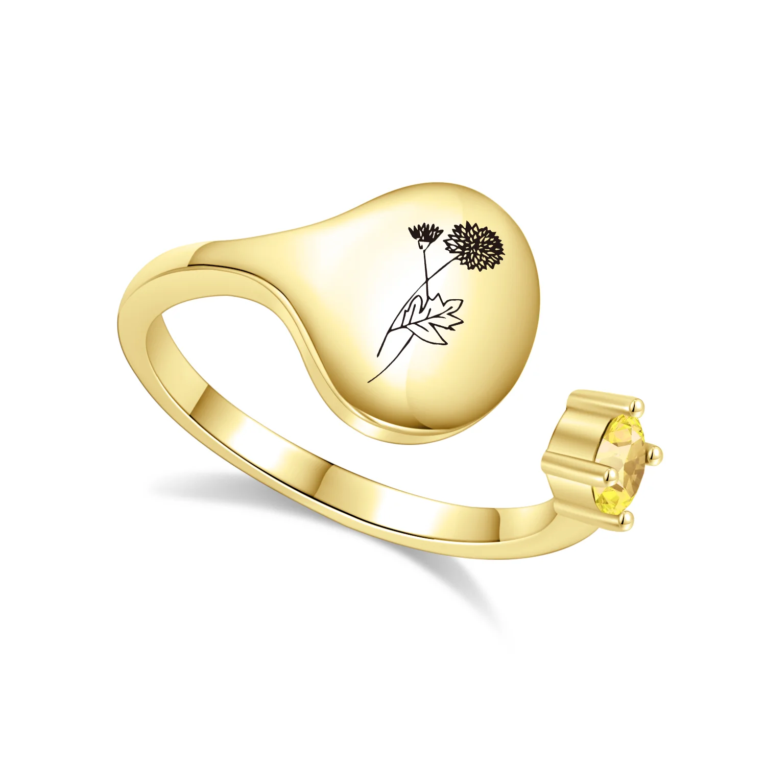 Birth Month Flower and Birthstone Ring - Image 24