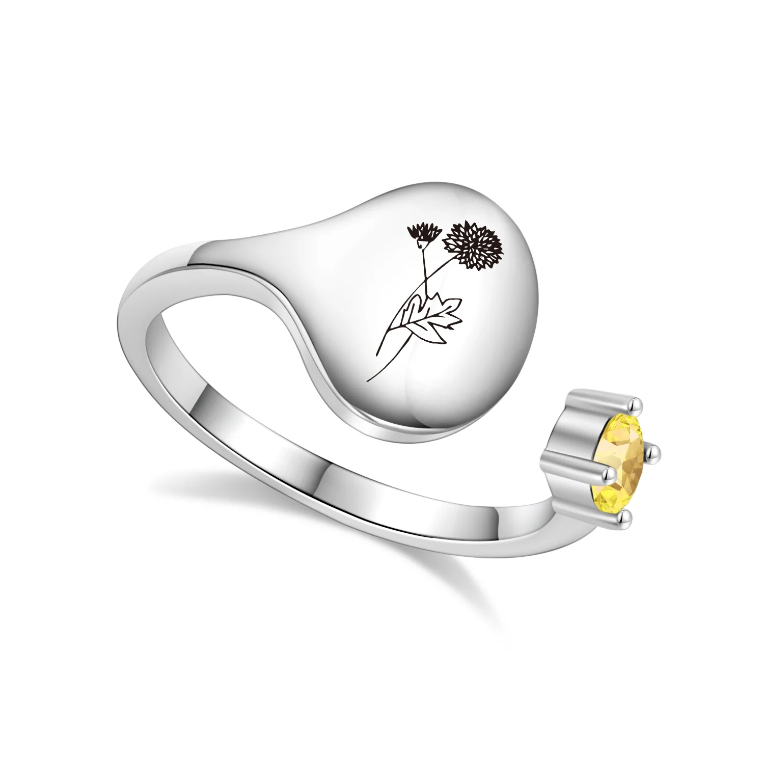 Birth Month Flower and Birthstone Ring - Image 25
