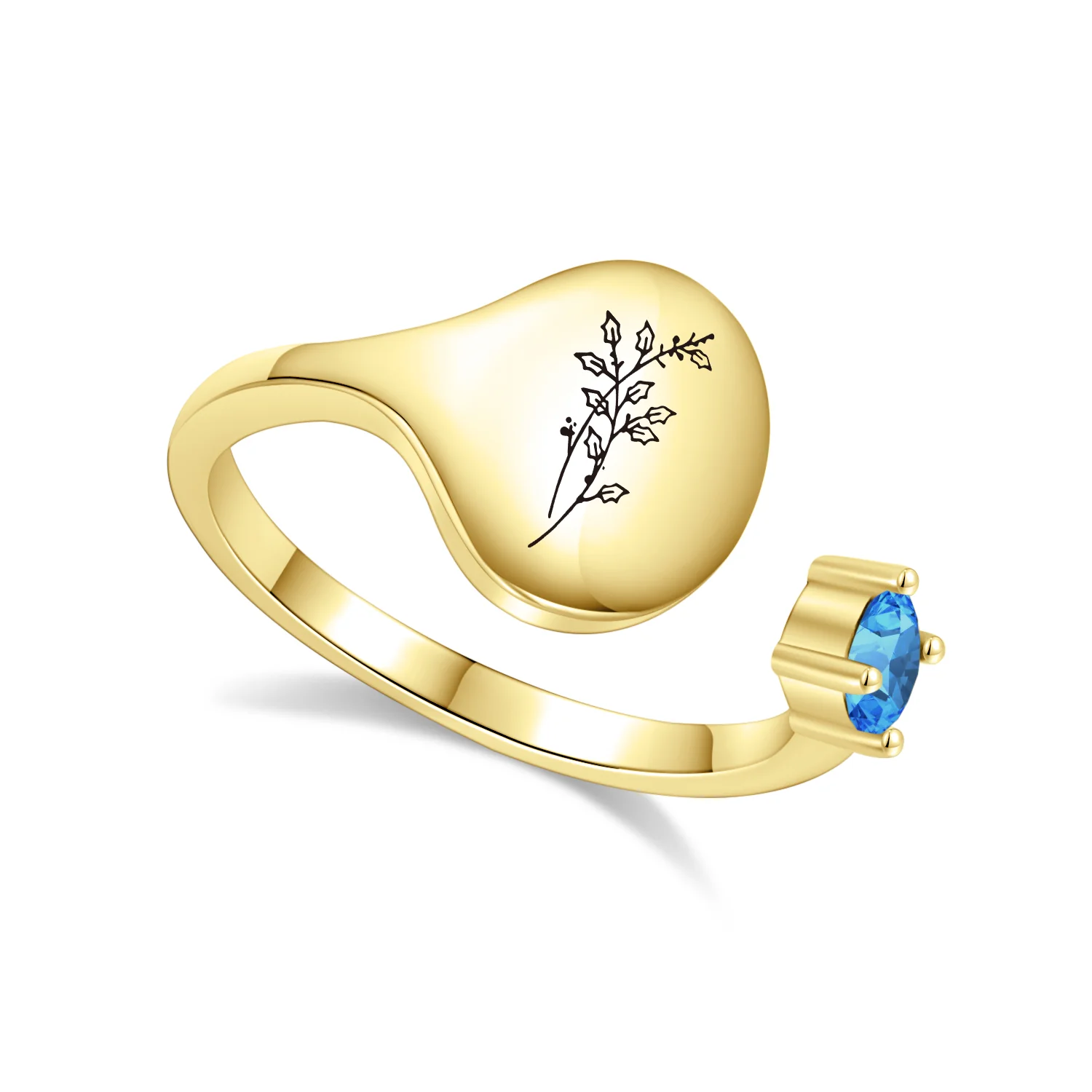 Birth Month Flower and Birthstone Ring - Image 26