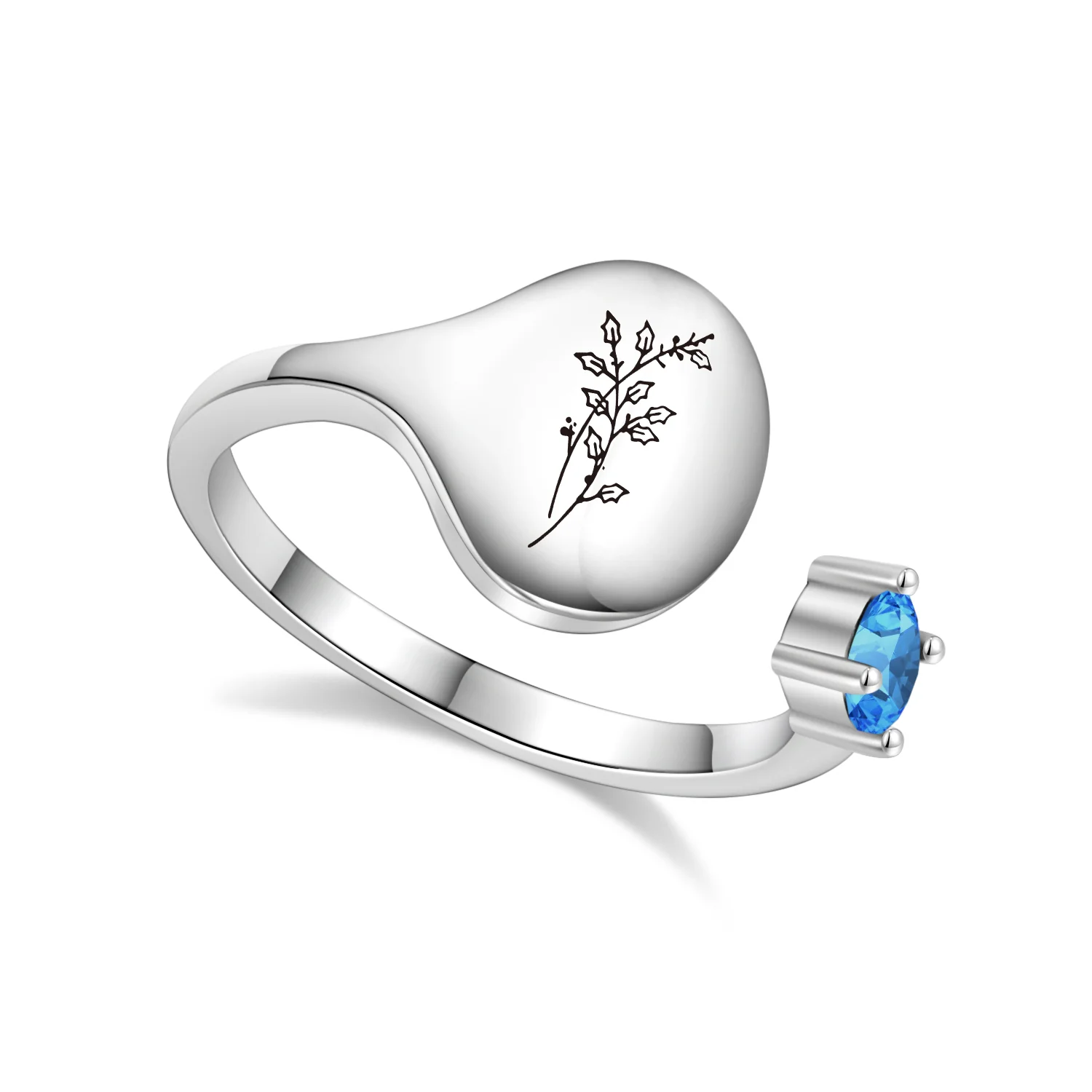 Birth Month Flower and Birthstone Ring - Image 27
