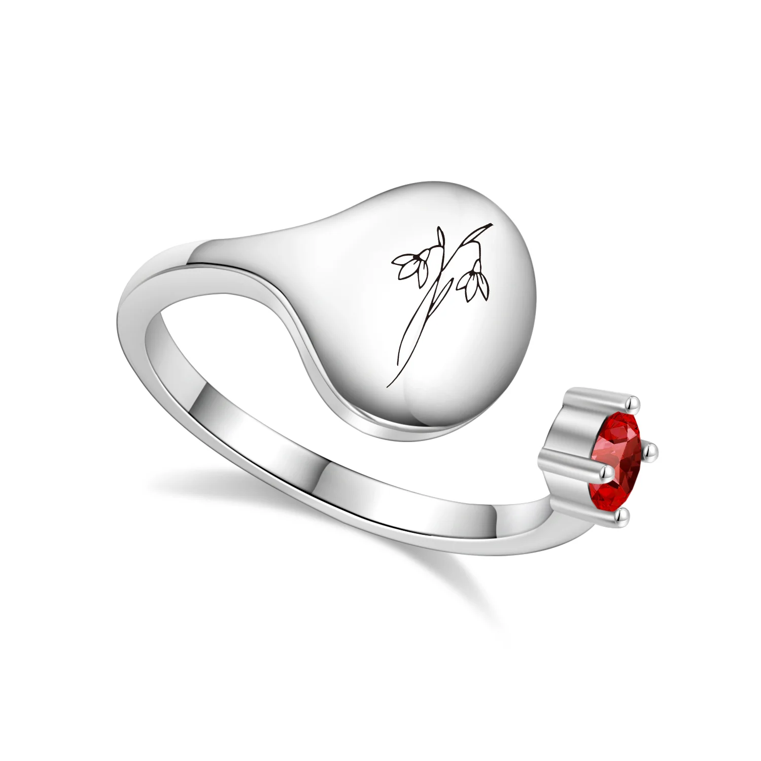 Birth Month Flower and Birthstone Ring - Image 28