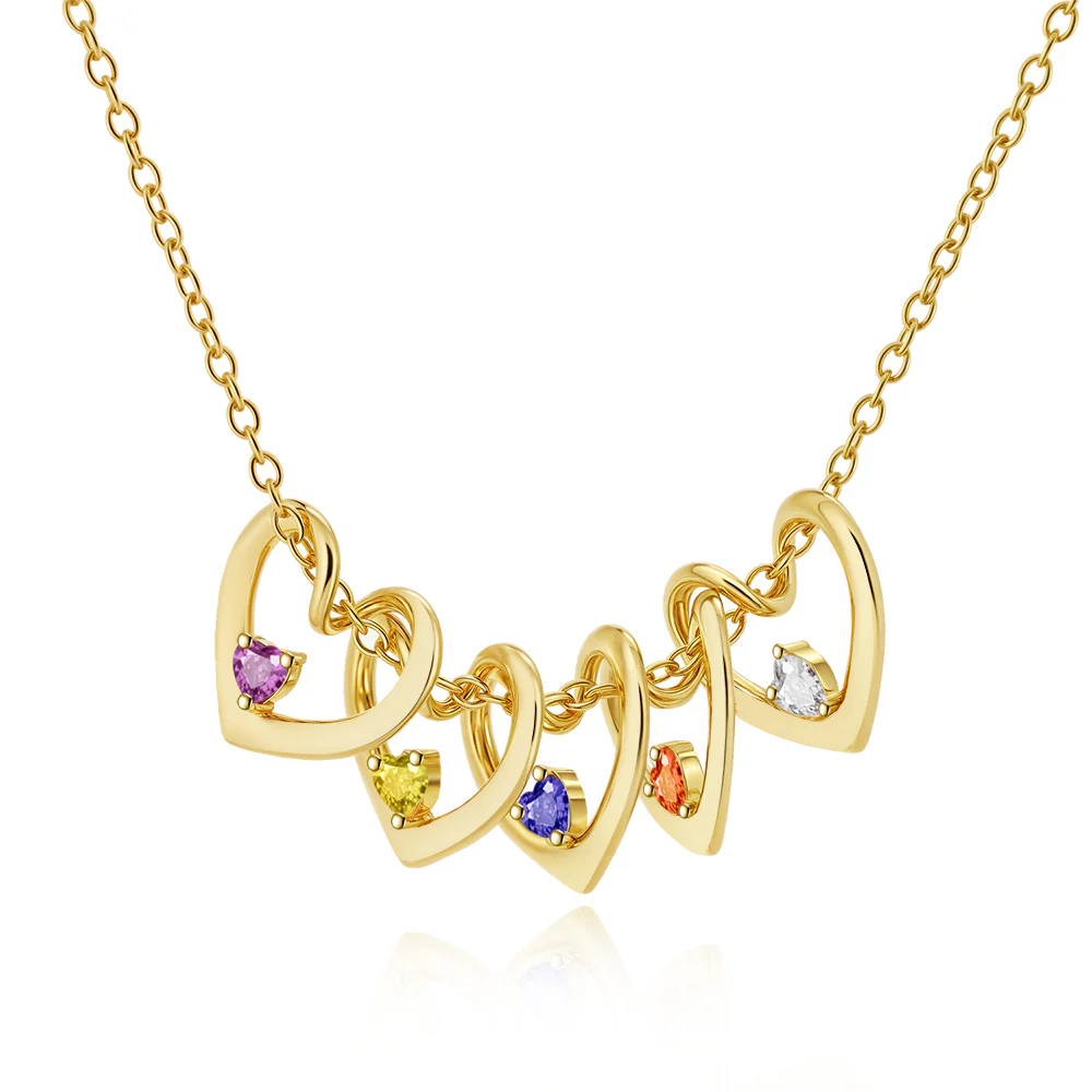 Custom Birthstone Hearts Necklace - Image 2