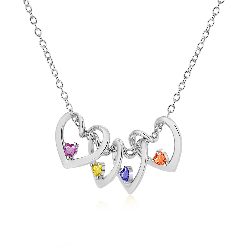 Custom Birthstone Hearts Necklace - Image 3