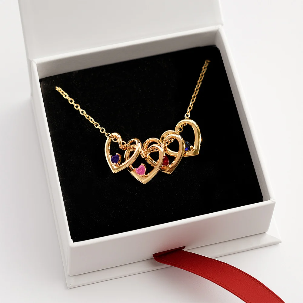 Custom Birthstone Hearts Necklace - Image 6