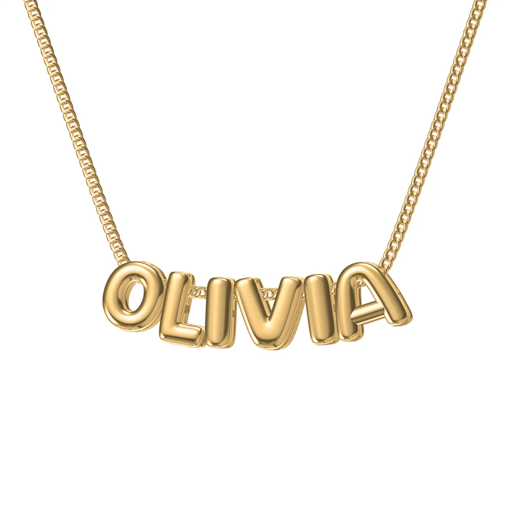 Custom Bubble Letter Necklace - Image 3