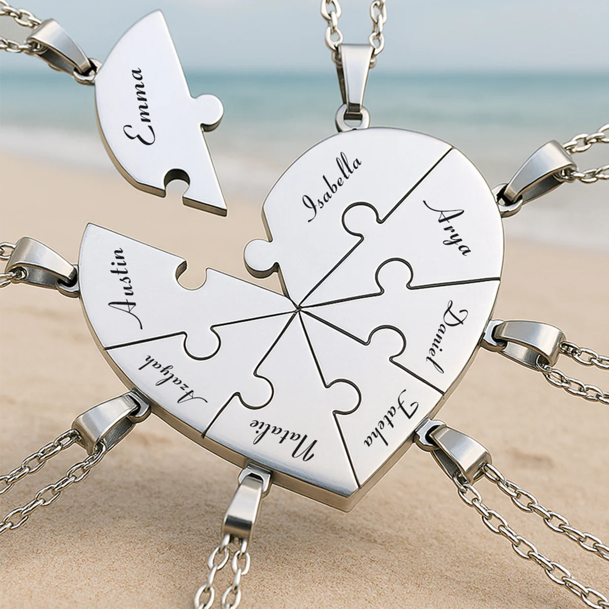 Custom Puzzle Heart Necklace - Image 11