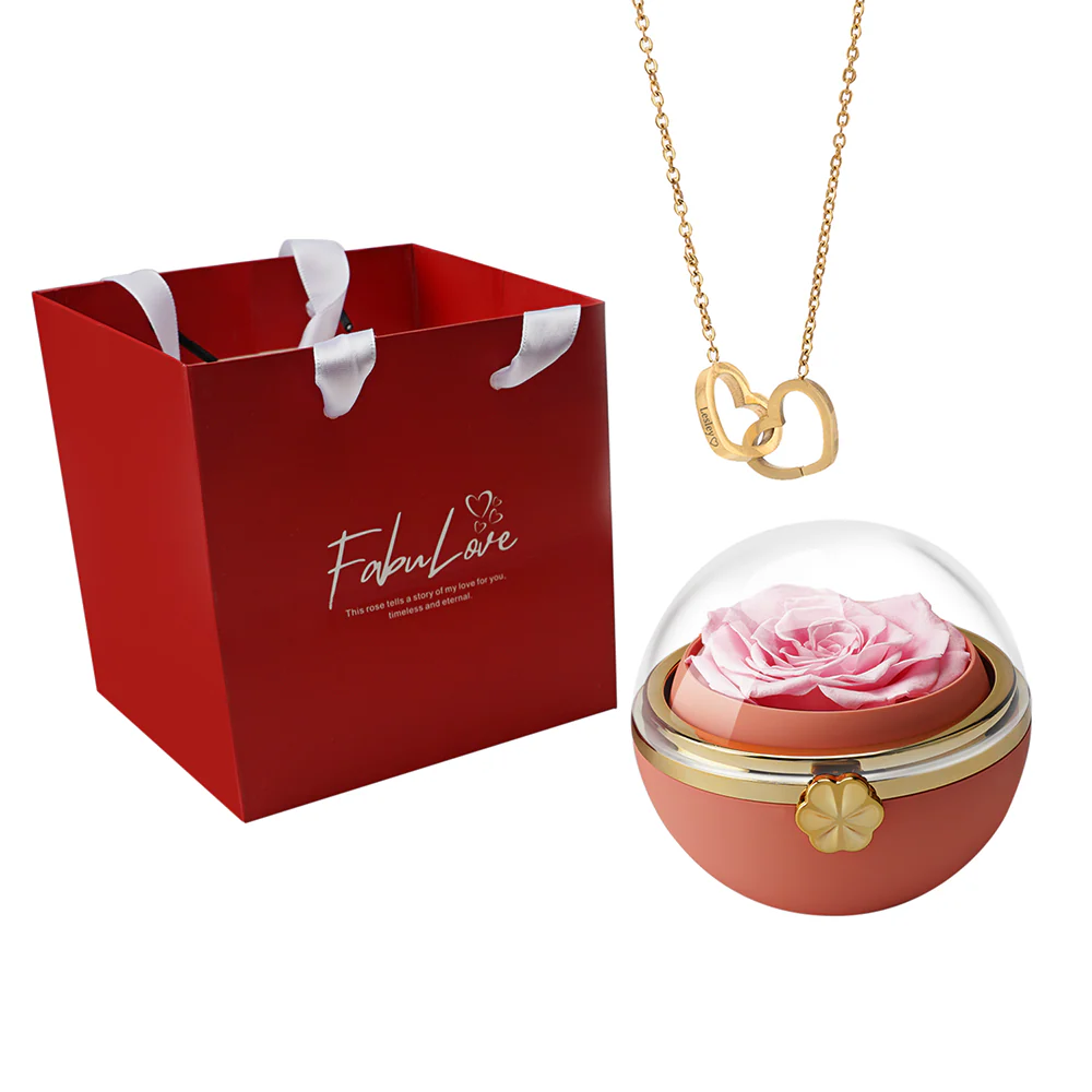 Eternal Rose Round Box - W/ Engraved Necklace & Real Rose - Image 3
