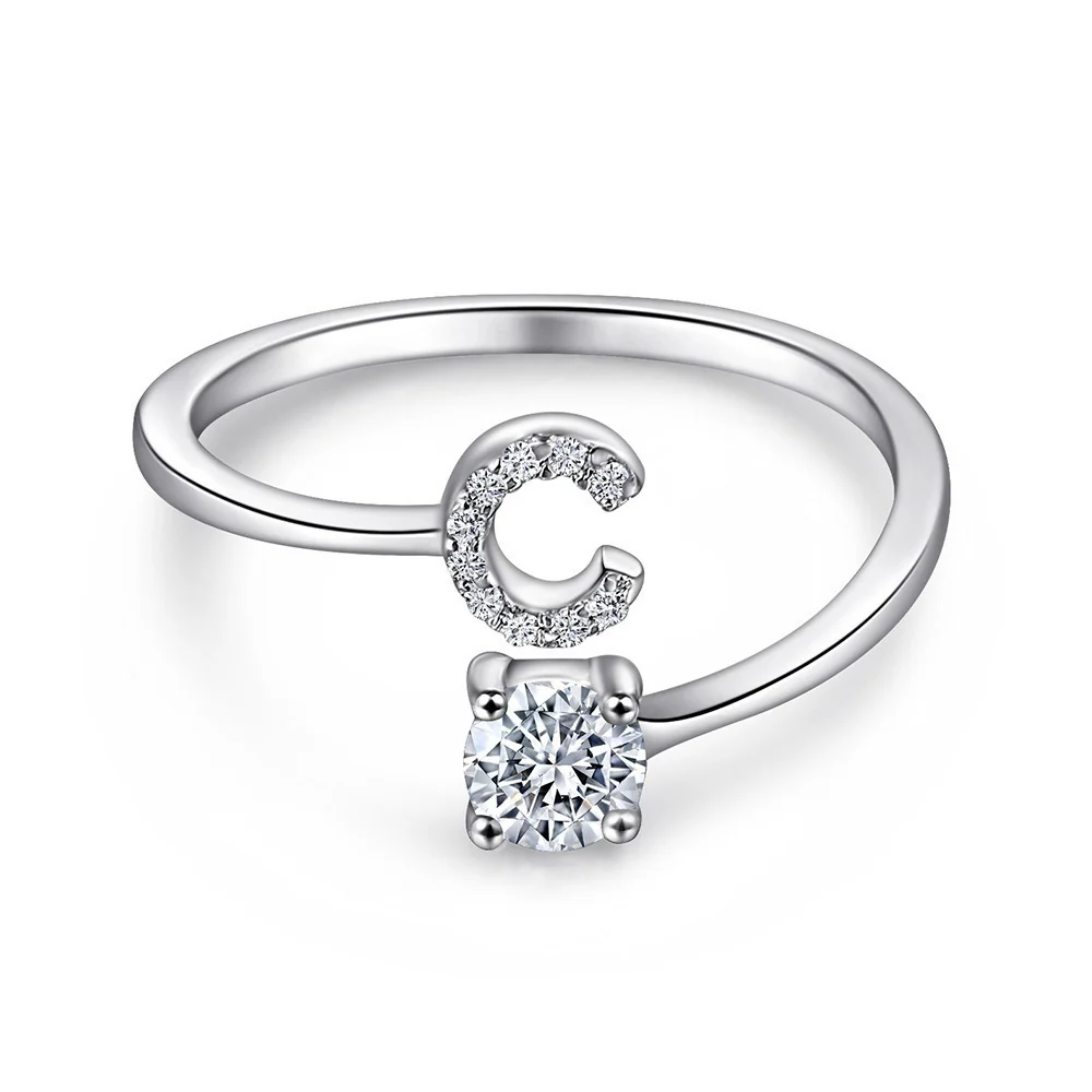 Initial Sterling Silver Ring - Image 3