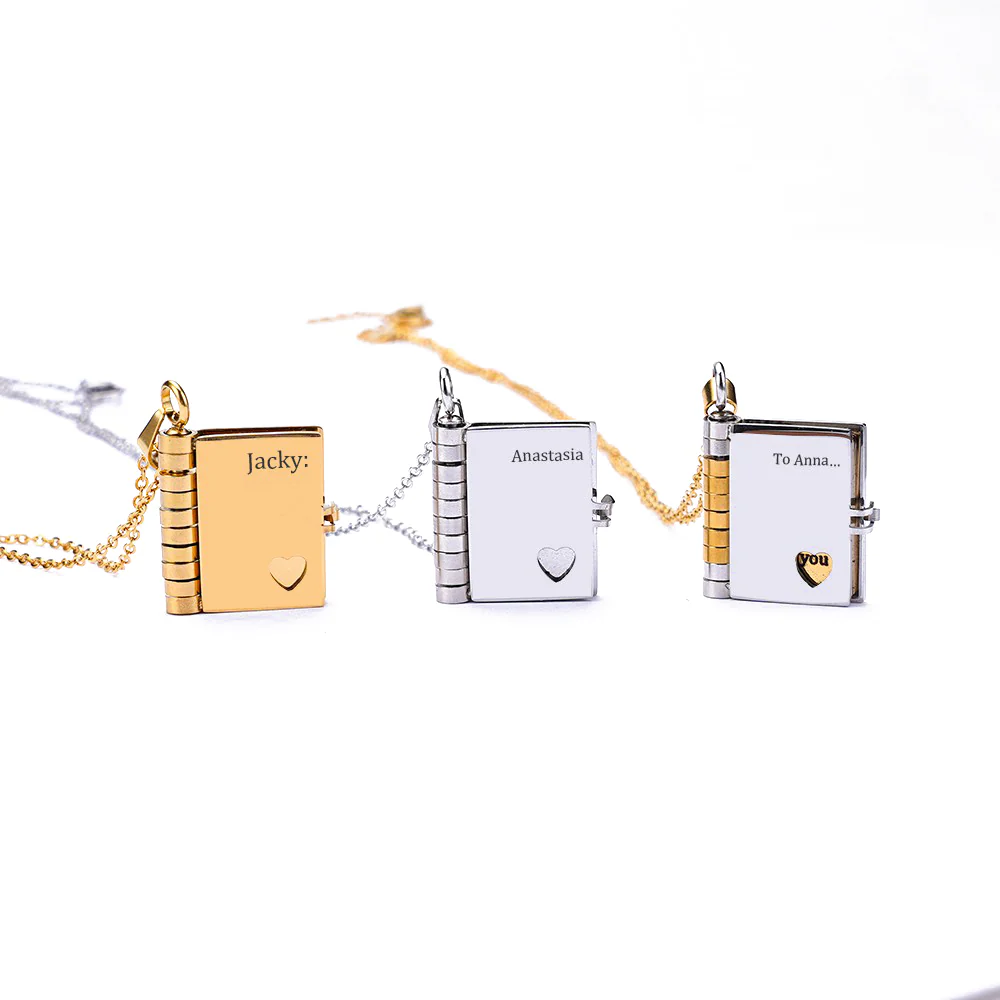 Personalized Book Locket Necklace - Image 4