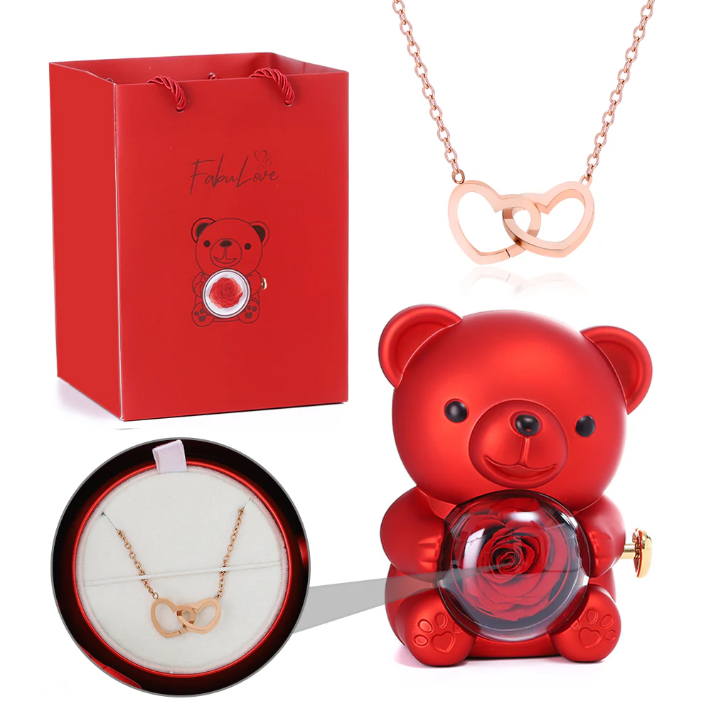 Eternal Rose Bear - W/ Engraved Necklace - Image 3